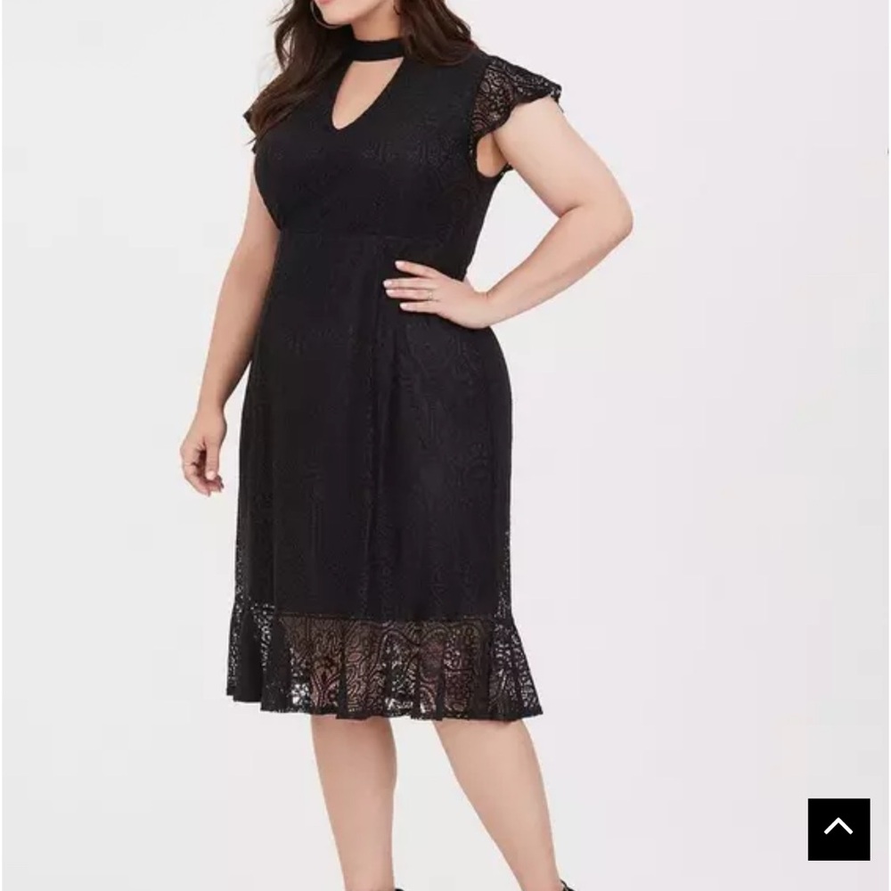 Torrid Black Choker Neck Lace Dress